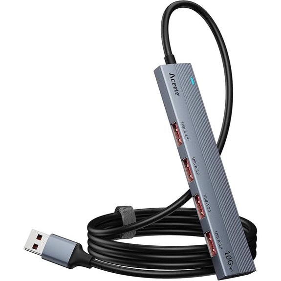 Aceele 10Gbps USB 3.2 Hub with 4 Ports and Cable