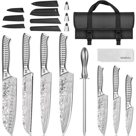 MOSFiATA 12-Piece Kitchen Knife Set with Sharpener