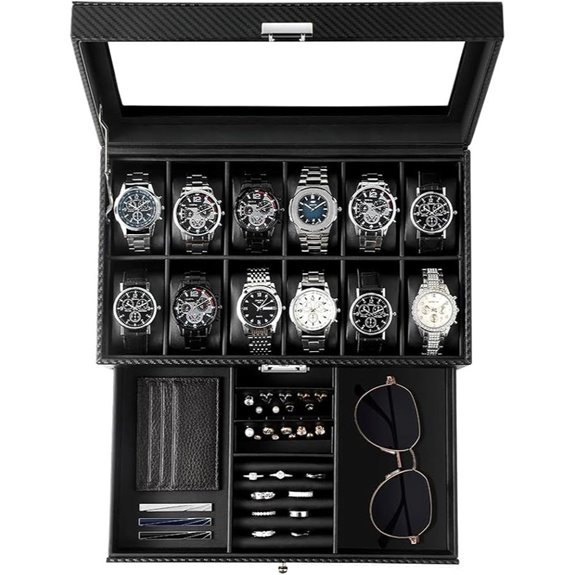 GUKA 12-Slot Watch Box with Glass Lid