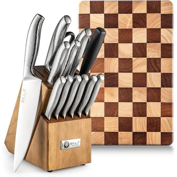 14-Piece Kitchen Knife Block Set with Cutting Board