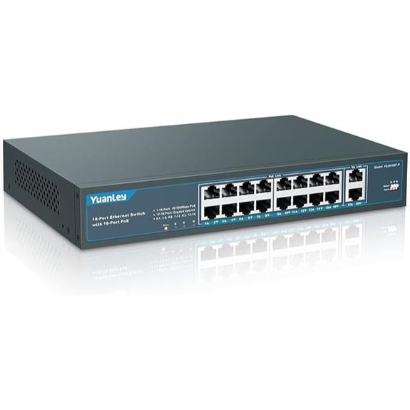 YuanLey 16-Port PoE Switch with 2 Gigabit Uplink