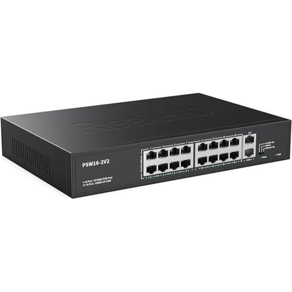 16-Port PoE Switch with 300W Power and Gigabit Uplinks