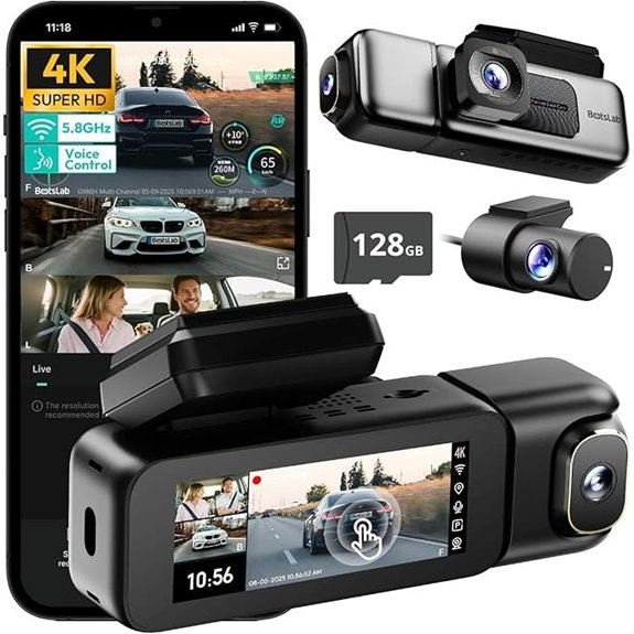BOTSLAB 3-Channel 4K Dash Cam with Touch Screen