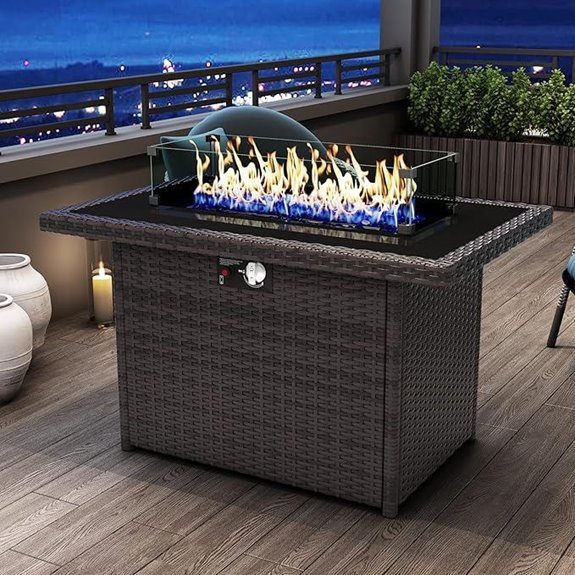 44-Inch Outdoor Propane Fire Pit with Wind Guard