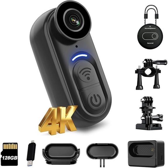 4K Mini Body Camera with 128GB Storage