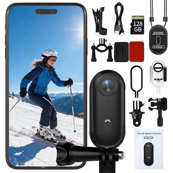 4K Thumb Sports Camera with 128GB Waterproof