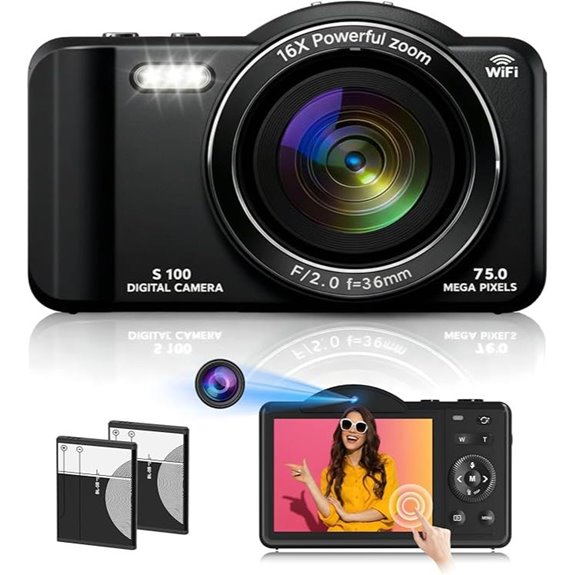 4K WiFi Digital Camera with Touchscreen and 16X Zoom