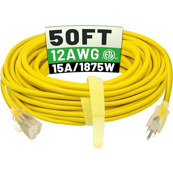 POWGRN 50ft 12/3 Outdoor Waterproof Extension Cord