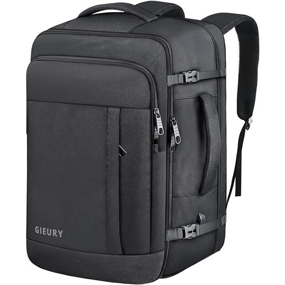 Carry On Backpack 50L TSA Laptop Weekender Black