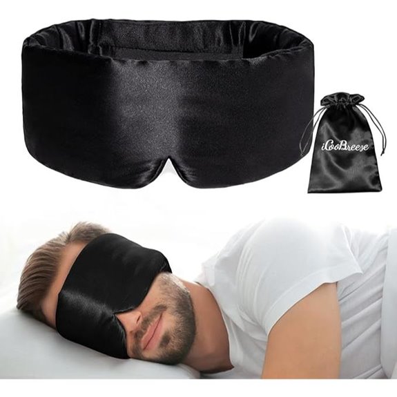 Silk Sleep Mask for Women Men Adjustable Blackout