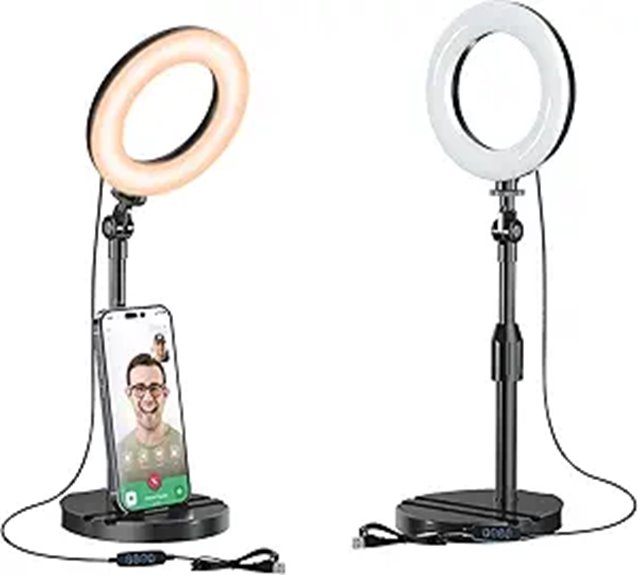 Telescopic Desk Ring Light for Phones and Videos