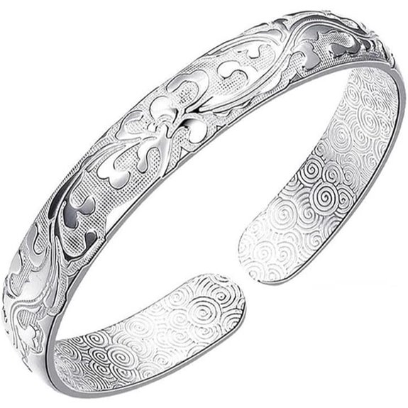 Sterling Silver Adjustable Cuff Bangle Bracelets for Women