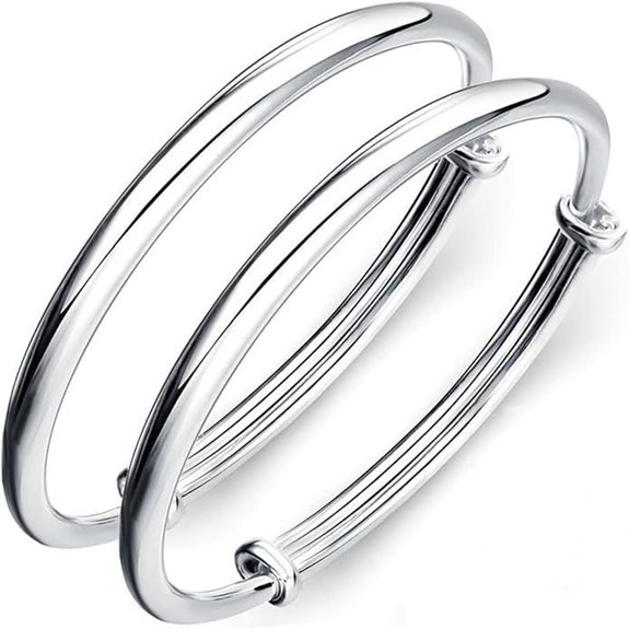 Sterling Silver Adjustable Bangle Bracelets for Women
