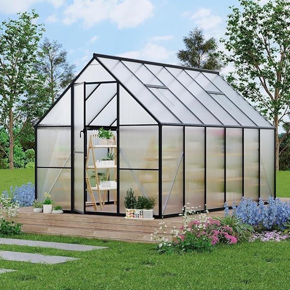 8x10 ft Aluminum Greenhouse Kit with Roof Vent