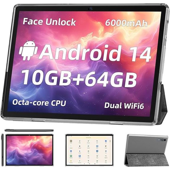 Android 14 10-Inch Tablet with 10GB+512GB Storage