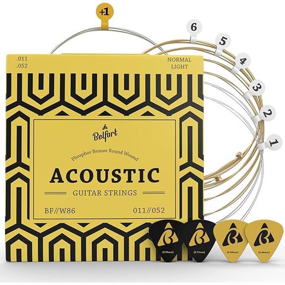 BELFORT Acoustic Guitar Strings Set with Picks and High E