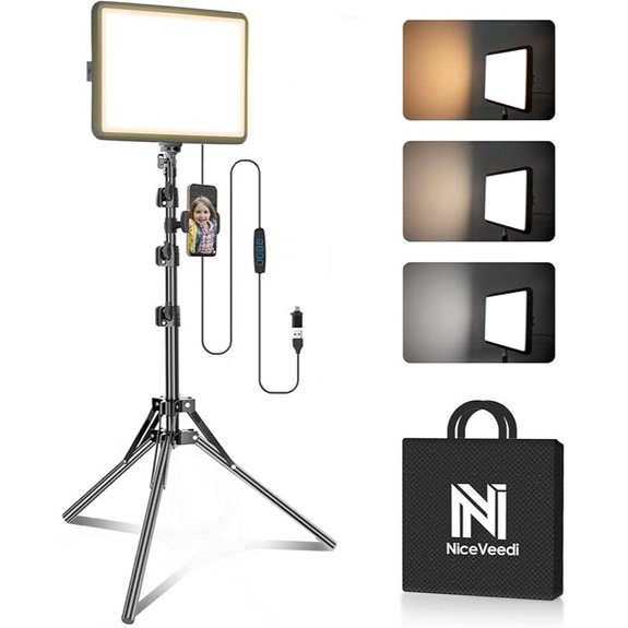 NiceVeedi Bi-Color LED Video Lighting Kit with Tripod