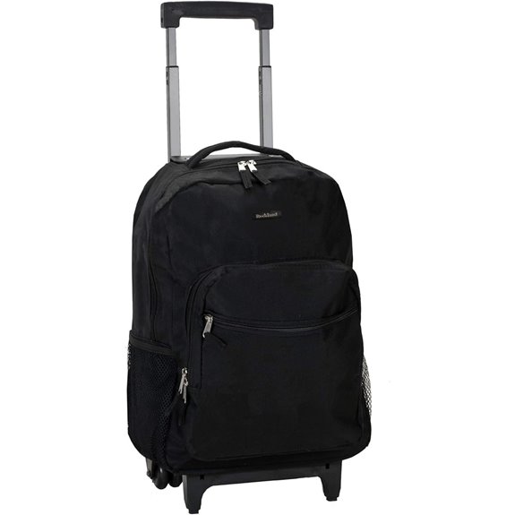 Rockland Double Handle Rolling Backpack Black 17-Inch
