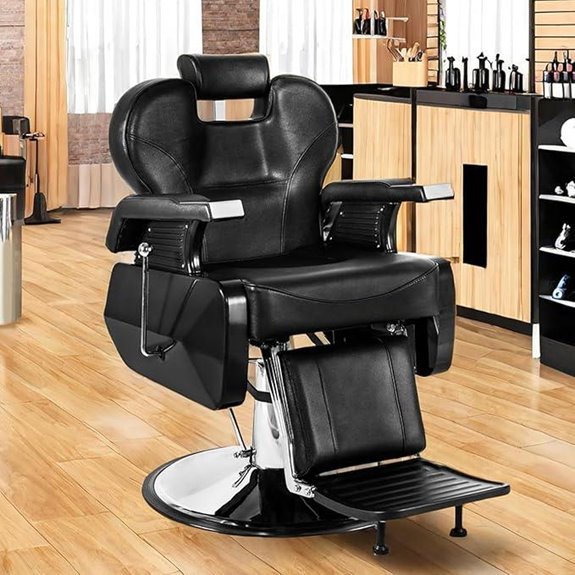 Black Barber Chair with Recline & Headrest