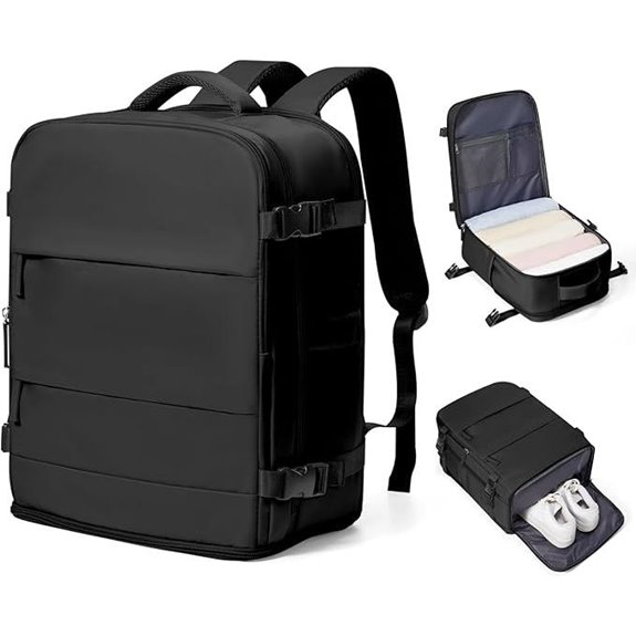 black travel backpack with laptop