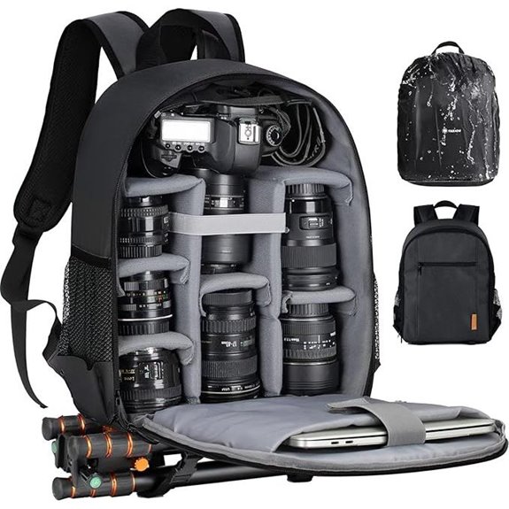 TARION Camera Backpack with Laptop & Rain Cover