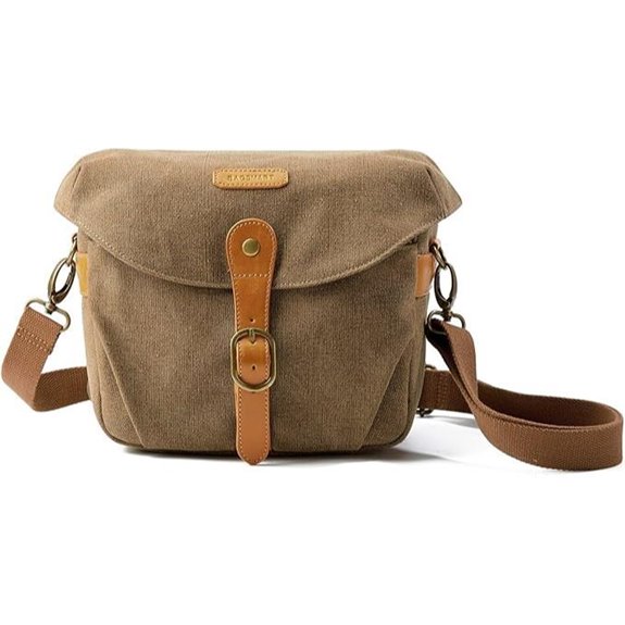 BAGSMART Canvas Crossbody Camera Bag with Rain Cover