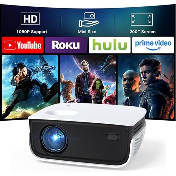 NICPOW Portable 1080P Mini Projector for Home & Outdoors
