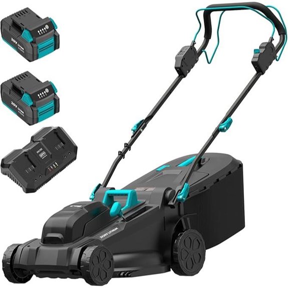 Cordless Self-Propelled Lawn Mower with Batteries