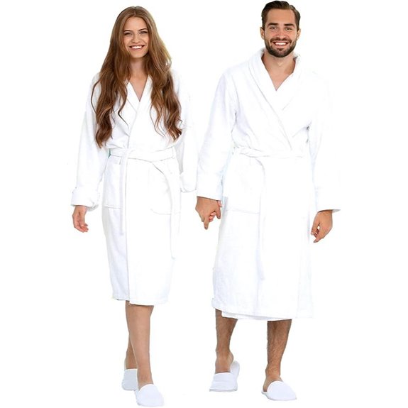 BIOLINEN 100% Cotton Terry Shawl Collar Bathrobe with Slippers