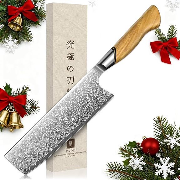 TIVOLI Damascus Nakiri Knife 6.5 Inch for Kitchen