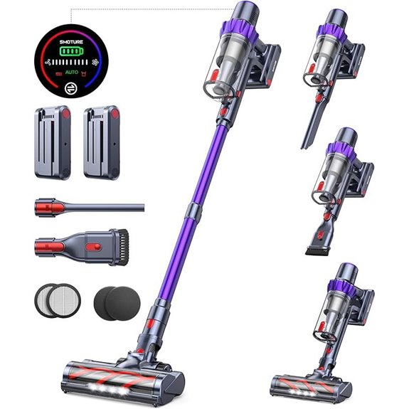 Cordless Vacuum Cleaner with Dual Batteries and Auto Suction
