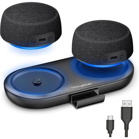 Dual Bluetooth Speakers with RGB Lights and Phone Stand