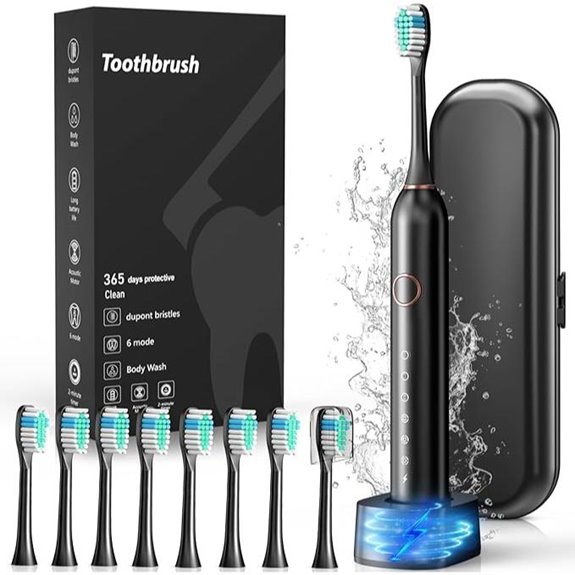 Electric Toothbrush with 8 Heads & Wireless Charging