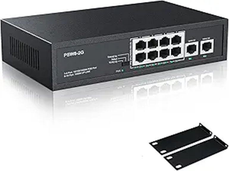 8 Port Gigabit PoE+ Switch with 2 Uplink Ports
