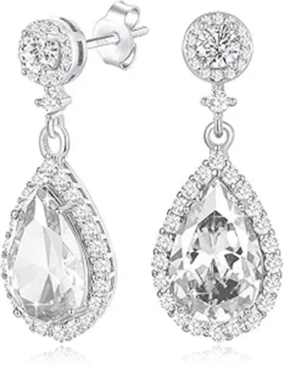 Diamond Teardrop Crystal Drop Earrings for Women