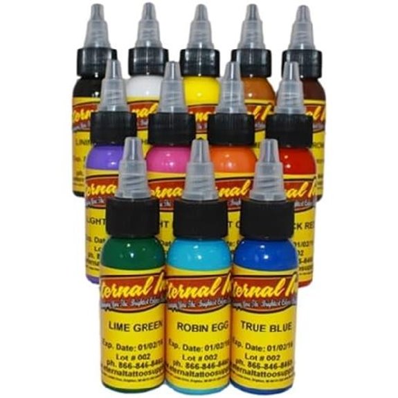 Eternal Authentic Tattoo Ink 12 Color Sample Set 1/2 oz Bottles