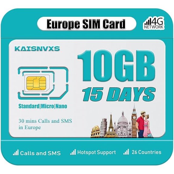 Europe Travel SIM Card – 10GB Data Calls & SMS