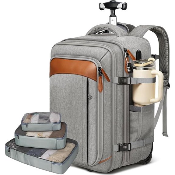 Vancropak Expandable Wheeled Travel Backpack with USB