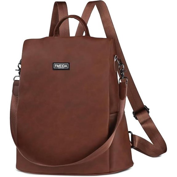 Fmeida Women's PU Leather Anti-Theft Convertible Backpack