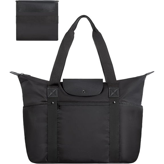 BAGSMART Foldable Tote Bag with Compartments and Zipper for Women's Travel