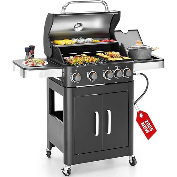 4-Burner Propane Gas Grill with Side Burner