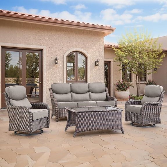 four patio swivel chairs