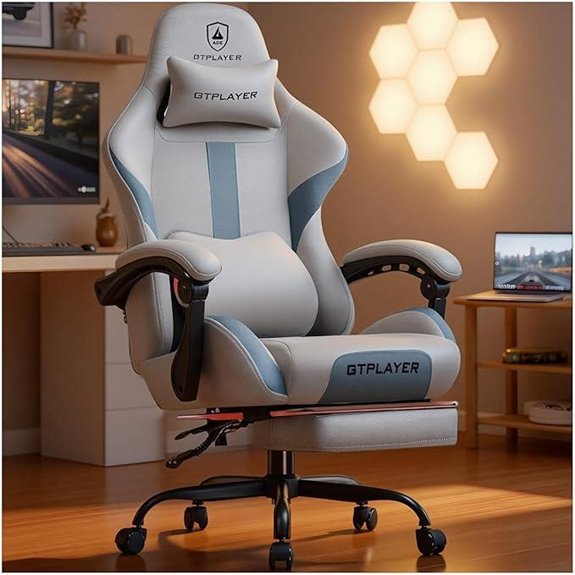 GTPLAYER Gaming Chair with Foot Rest & Lumbar Support