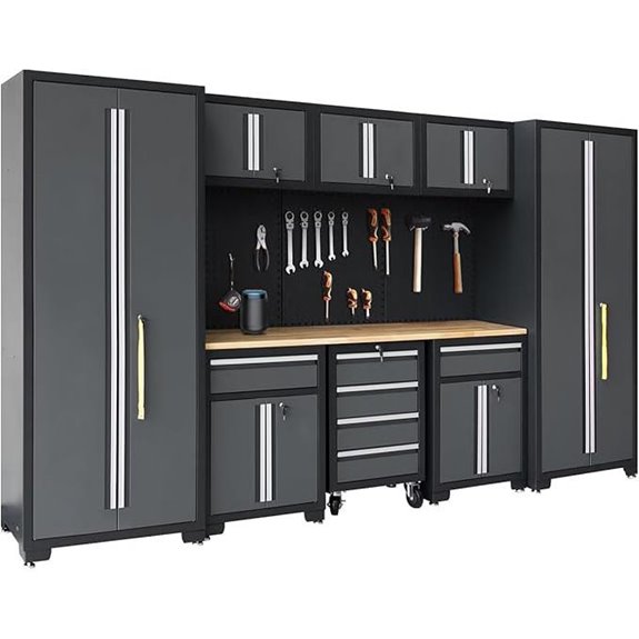 Garage Storage Set with Cabinets Workbench Pegboard