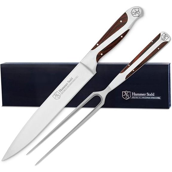 German Forged Carving Knife & Fork Set with Pakkawood