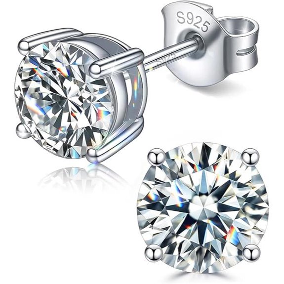 Moissanite Stud Earrings in Gold-Plated Silver