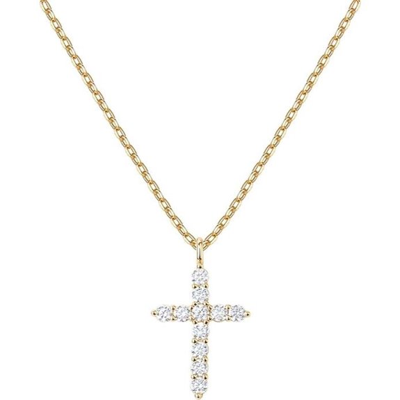 PAVOI Gold Plated Zirconia Cross Necklace for Women