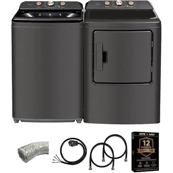 Midea Gray Top Load Washer and Dryer Pair