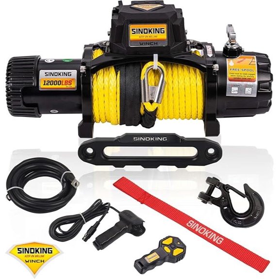 SINOKING 12V 12000lb Waterproof Wireless Electric Winch
