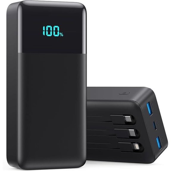 Portable 50800mAh Power Bank with Built-in Cables